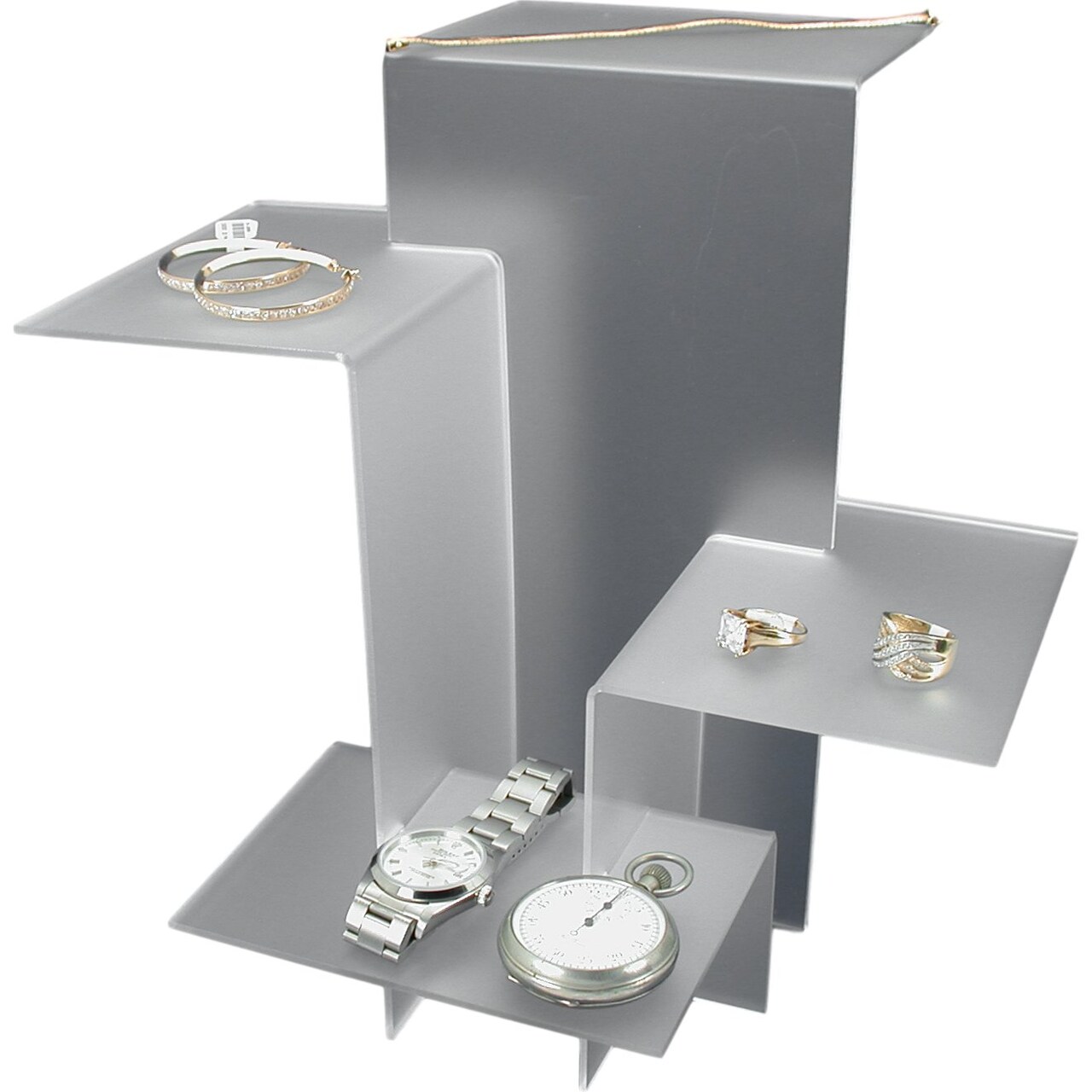 4 Pc Large Jewelry Display Risers Frosted White Acrylic